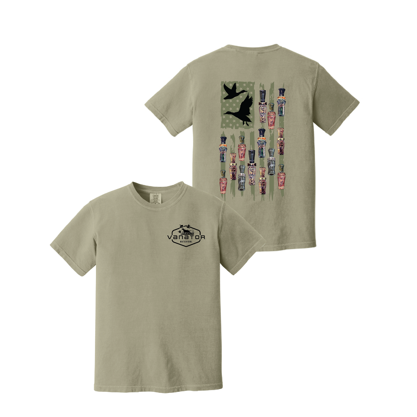 Duck Call Flag Tee (Olive)