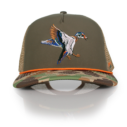 Wood Duck Hat Rope Cap 5-Panel Ridgeline Mesh Back
