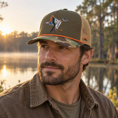 Wood Duck Hat Rope Cap 5-Panel Ridgeline Mesh Back