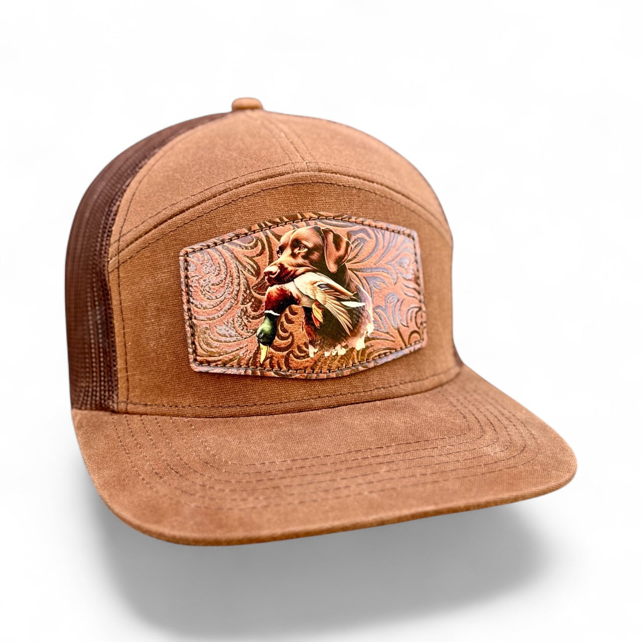 Waxed Canvas Tool Leather chocolate lab 7 Panel