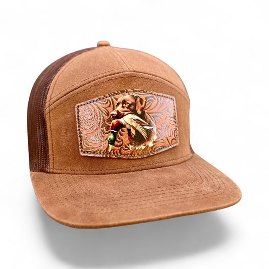 Waxed Canvas Tool Leather chocolate lab 7 Panel