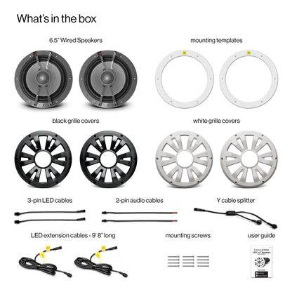 Marine Grade Wired Speaker 6.5" Pair with LEDCast