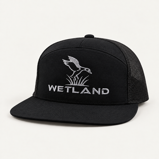 Black 7 Panel Hat