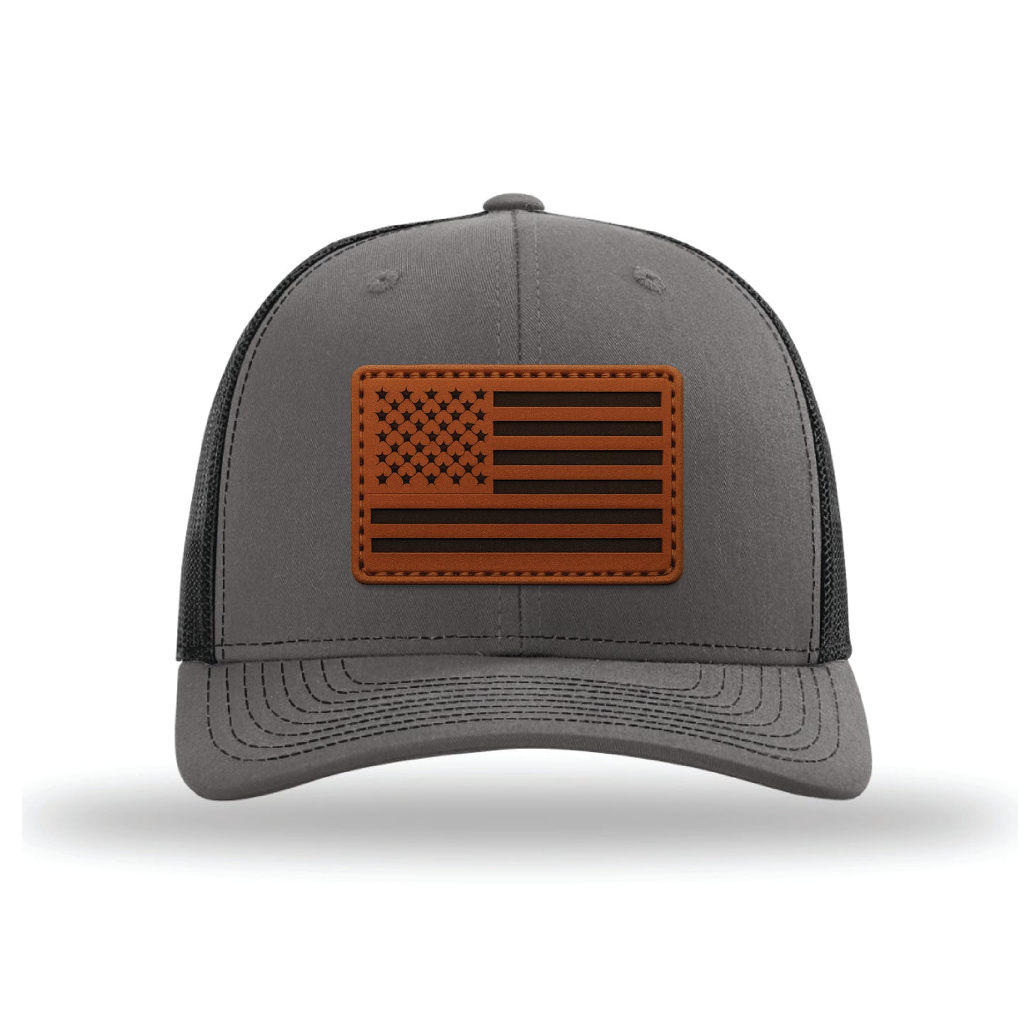Charcoal/Black 112 American Flag Leather patched Hat