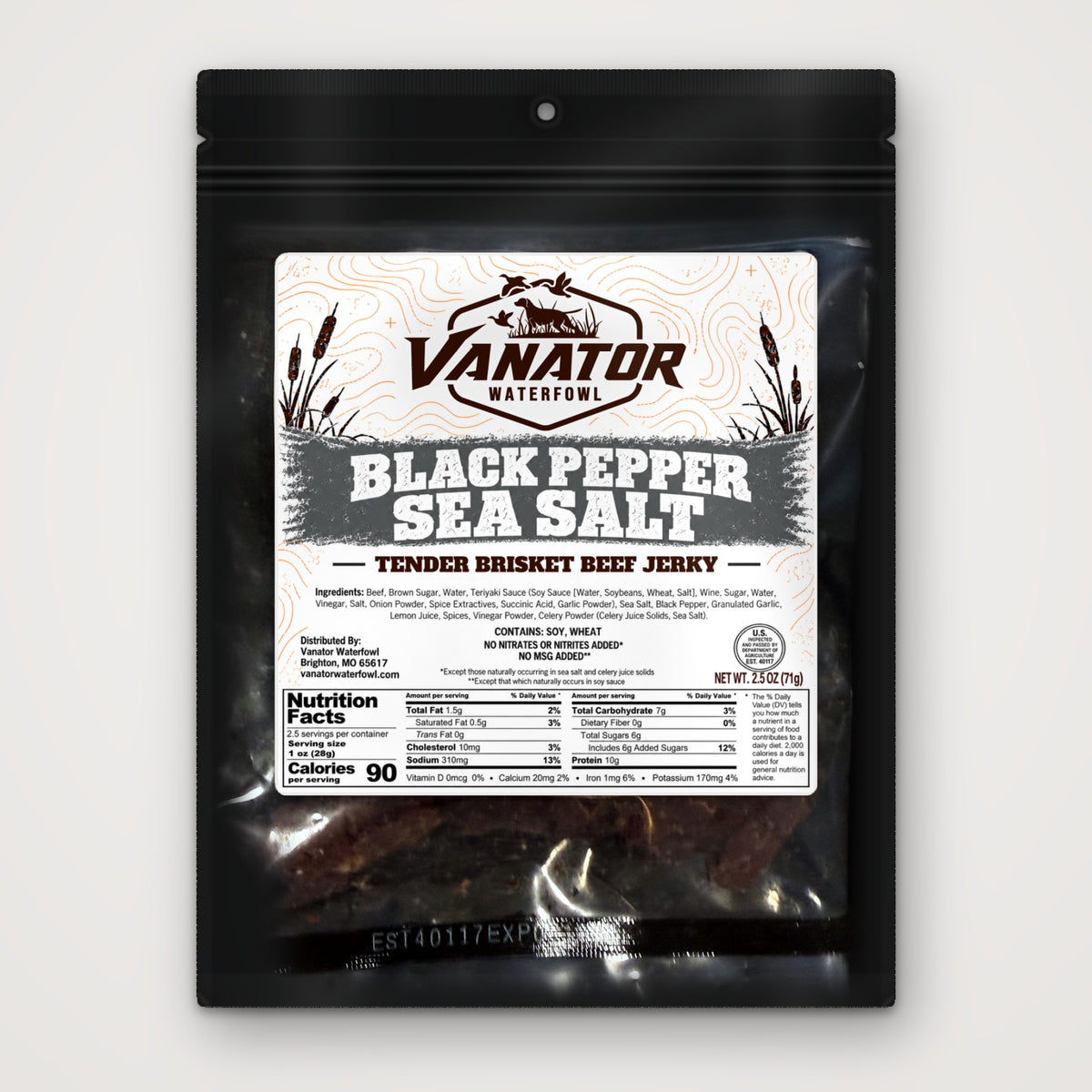 Vanator Black Pepper Sea Salt Tender Brisket Beef Jerky