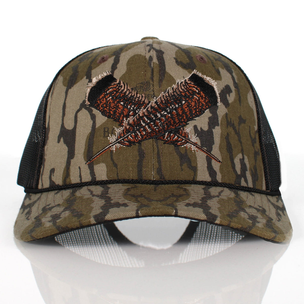 Mossy Oak Bottomland Turkey Feather Meshback Cap