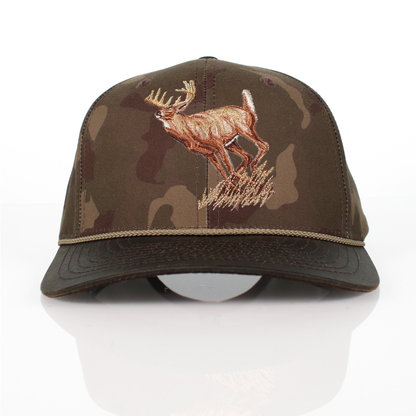 Running Deer 6-Panel Wax Cloth Rope Cap