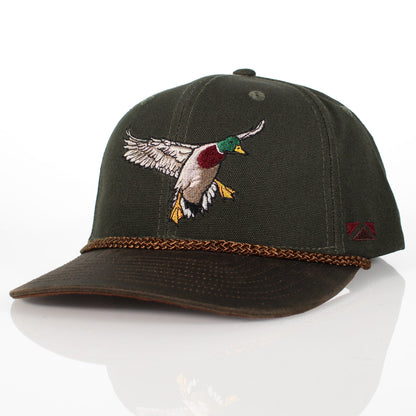 Canvas Mallard Drake Duck Hat with Wax Cloth Visor