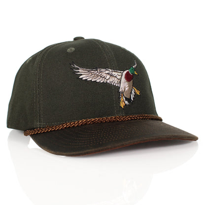 Canvas Mallard Drake Duck Hat with Wax Cloth Visor