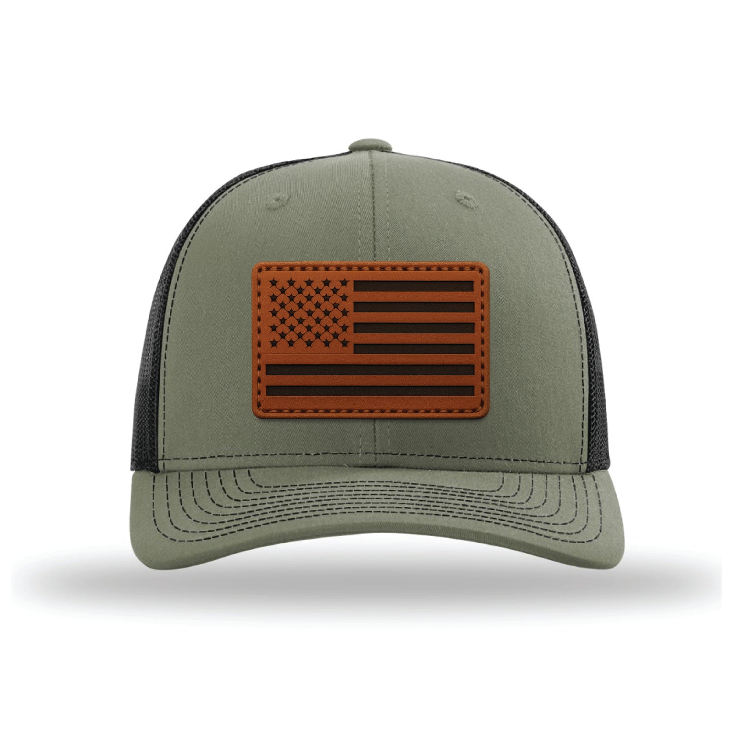 Loden/Black 112 American flag Leather patched Hat